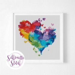 hearts multicolor cross stitch pattern - modern cross stitch pattern - counted cross stitch pattern - hand embroidery -