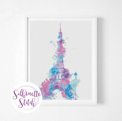 paris watercolor cross stitch pattern - cross stitch pattern - counted cross stitch pattern - hand embroidery - modern p