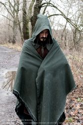 aragorn green cloak / strider double layered cloak / waxed cloak with lining / lotr / aragorn cape / travel cape / larp