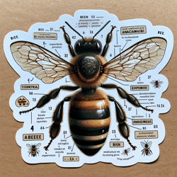 sticker featuring a detailed illustration of a bee image of an educational