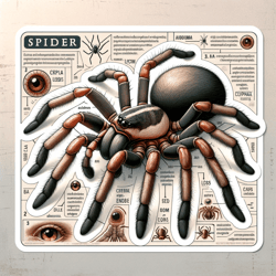 sticker featuring a detailed illustration of a spider image of an educational