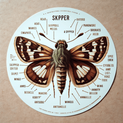 sticker featuring a detailed illustration of a skipper  image of an educational