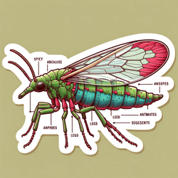sticker featuring a detailed illustration of an aphid image of an educational