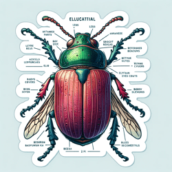 sticker featuring a detailed illustration of a beetle image of an educational