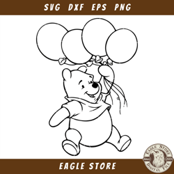 pooh with a bunch of balloons svg, pooh the bear svg, pooh