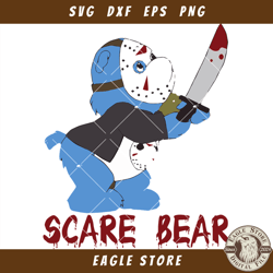 scare bear svg, care bear jason svg, cute bear halloween