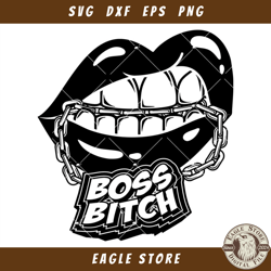 boss bitch svg, boss chain svg, sexy lips svg, biting lips - eagle store