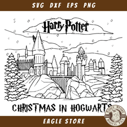 Christmas in Hogwarts Svg, Harry Potter Christmas Svg