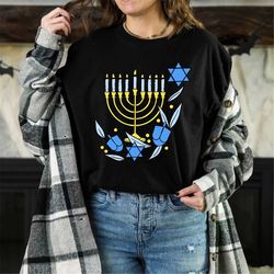 hanukkah menorah shirt, hanukkah holiday shirt, jewish gift tee, festival of light shirt, jewish festival, menorah, jewi