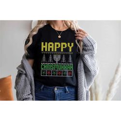 happy chrismukkah shirt, hanukkah holiday shirt, jewish gift tee, festival of light, jewish festival, jewish religious r