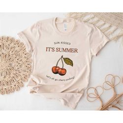 its summer cherry  shirt, cherry shirt, lets all go cherry picking, summer shirt, botanical shirt, cherries, vintage s