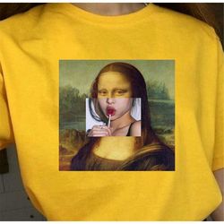 leonardo da vinci shirt , mona lisa shirt , lollipop , da vinci print t-shirts, mona lisa tshirt, art lovers tshirt, ren