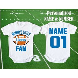 lions baby mommys little lions fan customized personalized name number bodysuit funny body detroit child boy clothing k