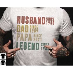 personalized dad papa shirt, dad birthday gift for husband, grandpa custom date t shirts, dad gift from kids, fathers da