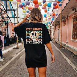 stay grovy hippie smile vintage smiley face trendy graphic shirt, oversized, boho, comfy sleep shirt for women, birthday