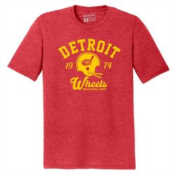 throwbackmax detroit wheels 1974 wfl football  premium tri-blend tee shirt - red heather