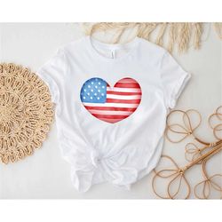 usa flag heart shirt, 4th of july shirt, patriotic shirt, independence day shirt, gift for women, american flag shirt,
