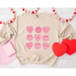 valentines day, valentines face smile sweatshirt, cute face sweater, valentines gift, i love you hoodie, for women gift,