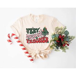 very merry teacher t-shirt, christmas teacher hoodie, teaching shirt, christmas teacher gift, christmas tee, happy chris