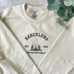 barcelona embroidered sweatshirt, barcelona spain sweatshirt,  barcelona spain crewneck