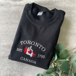 embroidered  canada sweatshirt, toronto canada sweatshirt, gift for him, gift for her, christmas gift, toronto canada cr