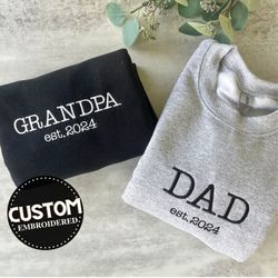embroidered personalized grandpa sweatshirt, custom grandpa sweatshirt, gift for grandpa, personalized gift for grandpa,