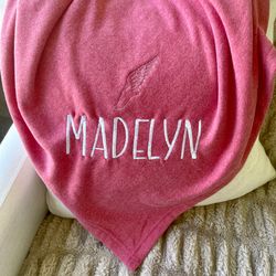 embroidered personalized track blanket, personalized sports blanket, track blanket, personalized track and field blanket