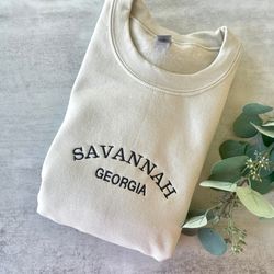 savannah georgia embroidered sweatshirt, georgia sweatshirt, trendy crewneck, embroidered sweatshirts 1