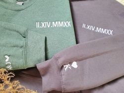 custom embroidered roman numeral hoodie, couples gift, engagement gifts, boyfriend gift, personalized gift, anniversary,