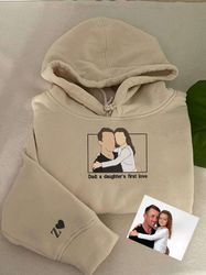 customized dad and daughter photo embroidered sweatshirt, gift for fathers day, family photo embroidered hoodie, gift fr
