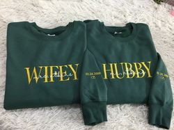 custom embroidered wifehusband sweatshirt, custom last name hoodie, bridal unisex tshirt, engagement sweatshirt, bride h