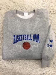 embroidered basketball mom, basketball sweatshirt, custom year, custom number, custom basketball mom hoodie