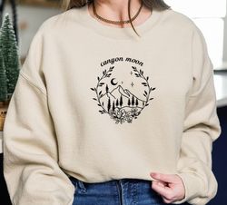 embroidered canyon moon sweatshirt crewneck, canyon moon embroidered hoodie  embroidered  unisex tee