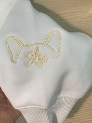 embroidered custom dog ear with name, custom dog dad gift fathers day, pet gift for him, i wear my heart on my sleeve wi