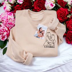 custom embroidered portrait from photo sweatshirt valentines day sweatshirts couples portrait custom photo hoodie person