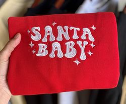 embroidered santa baby christmas sweatshirt santa baby sweater women christmas sweatshirt christmas crewneck winter swea