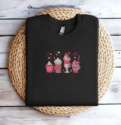 embroidered valentines day womens sweatshirt valentine coffee sweatshirt womens valentines day sweater valentines day sh