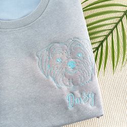 custom dogcat from photo embroidery,dog mom gift,personalized pet face sweatshirthoodie,dog portrait sweatshirt custom,g