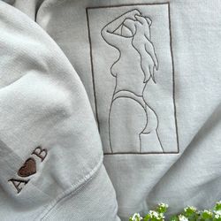 custom embroidered portrait sweatshirt, custom couple portrait, couple sweats from photo, spicy hoodie, valentine gift f