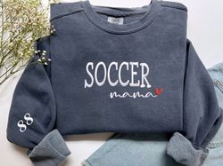 custom embroidered soccer mama sweatshirt with number on sleeve, soccer mom sweatshirt, soccer sweatshirt, comfort color