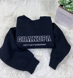 custom grandpa embroidered sweatshirt, pregnancy announcement, fathers day gift, grandpa hoodie, fathers day shirt