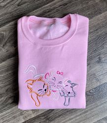 aristocats embroidered sweatshirt  disney cats embroidered crewneck  disney world crewneck  disneyland crewneck  sweatsh