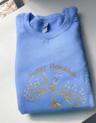 happy hanukkah lumiere embroidered sweatshirt  disney hanukkah embroidered shirt