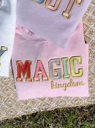 magic kingdom metallic patch embroidered sweatshirt   embroidered sweatshirt  disney embroidered crewneck