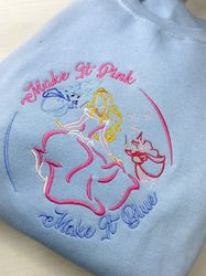 make it pink make it blue  sleeping beauty embroidered sweatshirt  disney embroidered crewneck