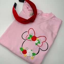 minnie floral embroidered sweatshirt  disney world  flower garden festival  embroidered crewneck