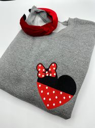 minnie heart embroidered sweatshirt  disney world minnie mouse disneyland embroidered crewneck  hoodie  quarter zip  ful