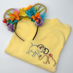 mowgli and hathi jr embroidered crewneck sweatshirt  jungle disney sweatshirt  embroidered sweatshirt