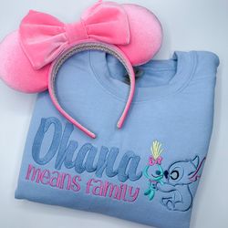 ohana means family stitch and scrump embroidered sweatshirt  disney stitch embroidered shirt