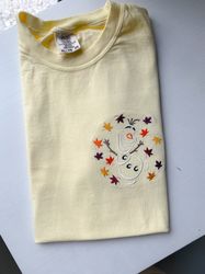 olaf in fall embroidered shirt  disney halloween embroidered shirt  autumn embroidered t-shirt